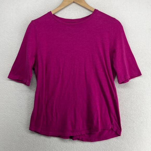 Eileen Fisher Tops - EILEEN FISHER Top XS Slub Organic Cotton Jersey Crew Neck Magenta Pink